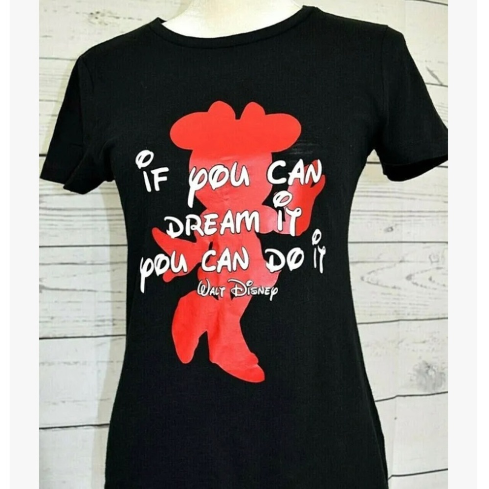 Minnie Mouse IF YOU CAN DREAM IT YOU CAN DO IT Shirt Short Sleeve Black Red S